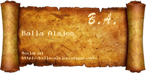 Balla Alajos névjegykártya